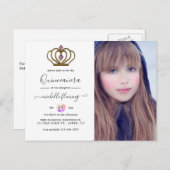 オールド金ゴールドエレガンスキンセアニラ招待状 ポストカード (正面/裏面)