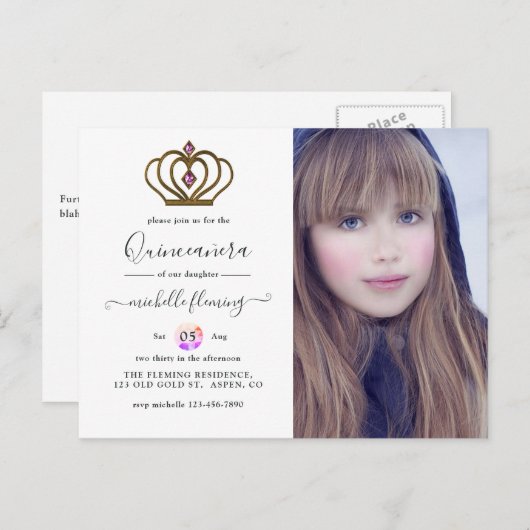 オールド金ゴールドエレガンスキンセアニラ招待状 ポストカード (正面/裏面)