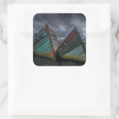 オールド魚釣りボート スクエアシール (バッグ)