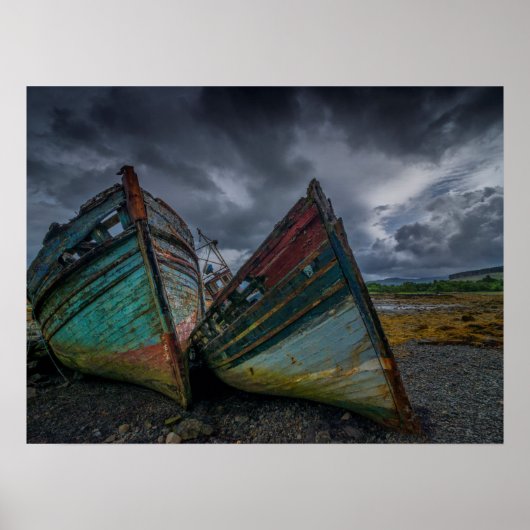 オールド魚釣りボート ポスター (正面)