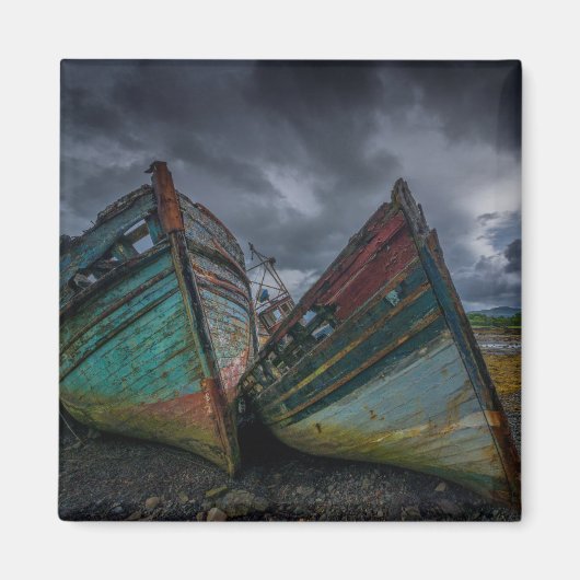 オールド魚釣りボート マグネット (正面)