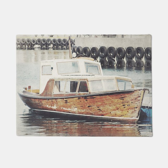 オールド魚釣りボ航海のート ドアマット (正面)