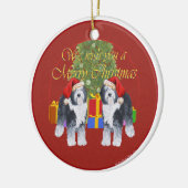 オールド・イングリッシュ・シープドッグのクリスマス セラミックオーナメント (左)