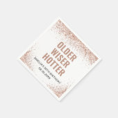 オールド,ウィザー,ホッター誕生日ピンクグリッター スタンダードカクテルナプキン (角)