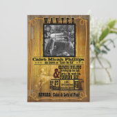 オールド・ウェスタン指名手配ポスターと写真招待状 招待状 (スタンド正面)