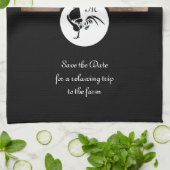 オールド・ウェスト・ブラックのルースター・シルエット・モノグラム写真 キッチンタオル (折り畳み)