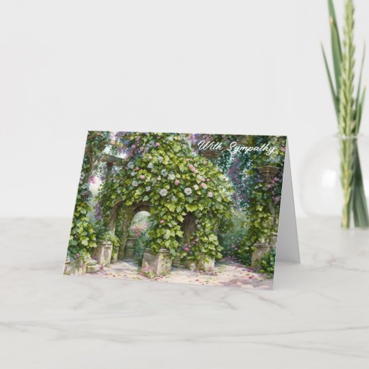 オールド・ガゼボとフラワーズフローラアート同情カード カード (正面)