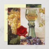 オールド グレープ ヴィンヤード ワイン テイスティング パーティー 赤いワックス シール 招待状 (正面/裏面)