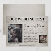 オールド・ニュースペーパー・ウェディング・セーブ・ザ・デート 招待状 (正面/裏面)