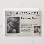 オールド・ニューペーパー・ウェディング・セーブ・ザ・デート 招待状 (正面)