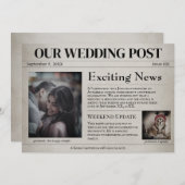 オールド・ニューペーパー・ウェディング・セーブ・ザ・デート 招待状 (正面/裏面)