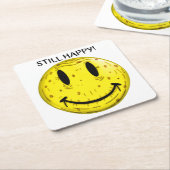 オールド・ハッピー顔。古いが、まだ幸せ スクエアペーパーコースター (アングル)