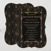 オールド・ハリウッドのゴールド グレート・ギャツビー・バチェラーパーティー 招待状 (正面/裏面)