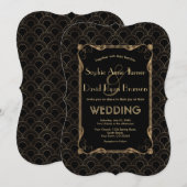 オールド・ハリウッド ゴールド ブラック グレート・ギャツビー ウェディング 招待状 (正面/裏面)