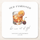 「オールド」ファッションドカクテル誕生日 スクエアペーパーコースター (正面)