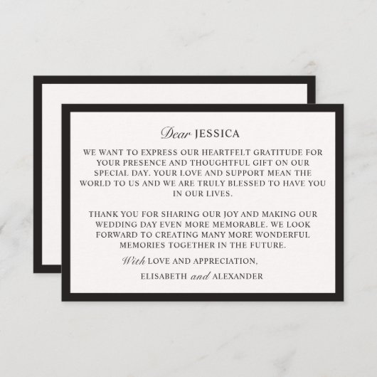 オールド・マネー、オフ・ホワイト結婚のサンキューカード 出欠カード (正面/裏面)