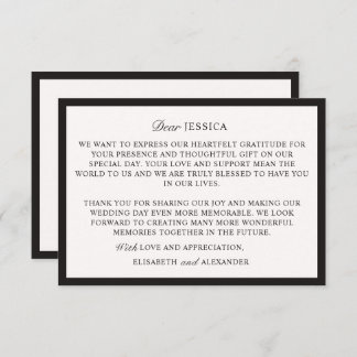 オールド・マネー、オフ・ホワイト結婚のサンキューカード 出欠カード