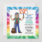 オールドHippieヒッピー絞り染め70th誕生日パーティインサイト 招待状 (正面)