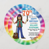 オールドHippieヒッピー絞り染め70th誕生日パーティインサイト 招待状 (正面/裏面)