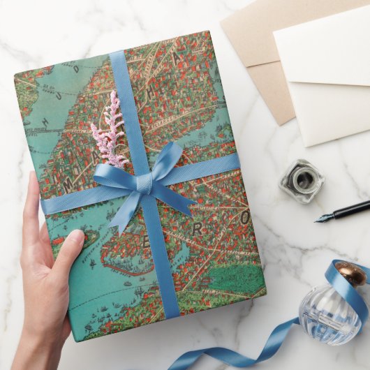 オールドNYCハーバーマップ(1925)ヴィンテージニューヨーク ラッピングペーパー (ギフト)