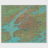 オールドNYCハーバーマップ(1925)ヴィンテージニューヨーク ラッピングペーパー (フラット)