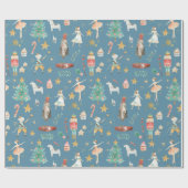 オールナツクラッカークリスマス石板ブルー ラッピングペーパー (フラット)