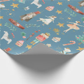 オールナツクラッカークリスマス石板ブルー ラッピングペーパー (角)