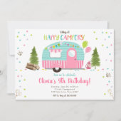 オールハッピーキャンパーズキャンピングガール誕生日 招待状 (正面)