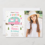 オールハッピーキャンパーズキャンピングガール誕生日 招待状 (正面)