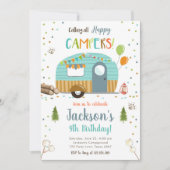 オールハッピーキャンパーズキャンピングボーイ誕生日 招待状 (正面)