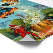 オールハロウィングリーティングヴィンテージプリント ポスター (角)