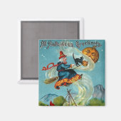 オールハロウィーンの挨拶飛んでいる魔女 マグネット (正面/裏面)