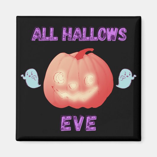 オールハローズエブハロウィンカボチャと幽霊 マグネット (正面)