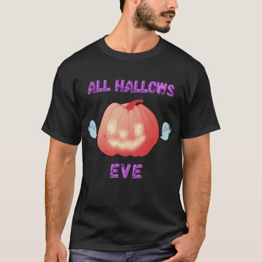 オールハローズエブハロウィンカボチャと幽霊 Tシャツ (正面)