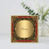 オールパーティ金ゴールドブラックレッドレトロ招待状 招待状 (スタンド正面)