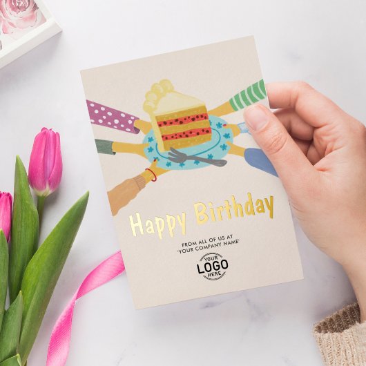 オールビジネスの誕生日おめでとう かわいいケーキ 箔招待状