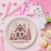 オールピンクは甘いホリデーシーズンハウス ペーパープレート (パーティー)
