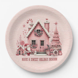 オールピンクは甘いホリデーシーズンハウス ペーパープレート