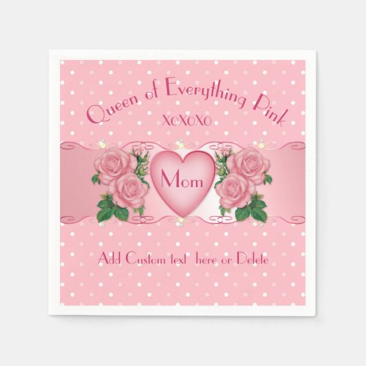 オールピンクママの女王 スタンダードカクテルナプキン (正面)