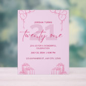 オールピンク誕生日招待状 アクリルサイン (ニュートラル)