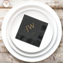 オールブラックのイニシャル入りバースデーグッズ 箔ナプキン