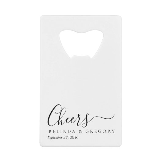 オールブラックの名入れ結婚祝いギフト "Cheers" クレジットカード栓抜き (正面)