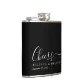 オールブラックの名入れ結婚祝いギフト Cheers フラスク (右)