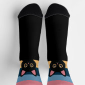 オールブラックの猫ソックス 名前と色をカスタマイズ ソックス (上部)