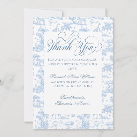 オールブルートイレサファリアニマル男の赤ちゃんシャワー 案内状 (裏面)