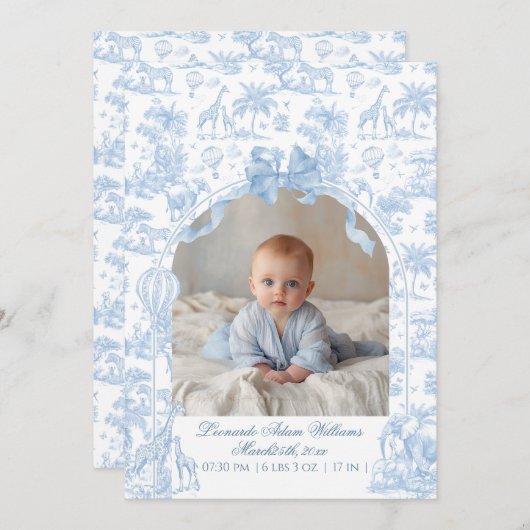 オールブルートイレサファリアニマル男の赤ちゃんシャワー 案内状 (正面/裏面)