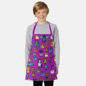 オールプリントエプロン - 紫 エプロン (着用した状態)
