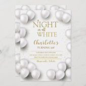 オールホワイトの誕生日パーティー1泊分 招待状 (正面/裏面)
