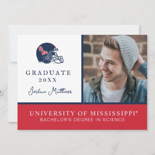 オールミスフットボールヘルメット | ダークブルー 招待状 (正面)