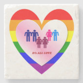 オールラブカップルLGBTプライドハート ストーンコースター (正面)